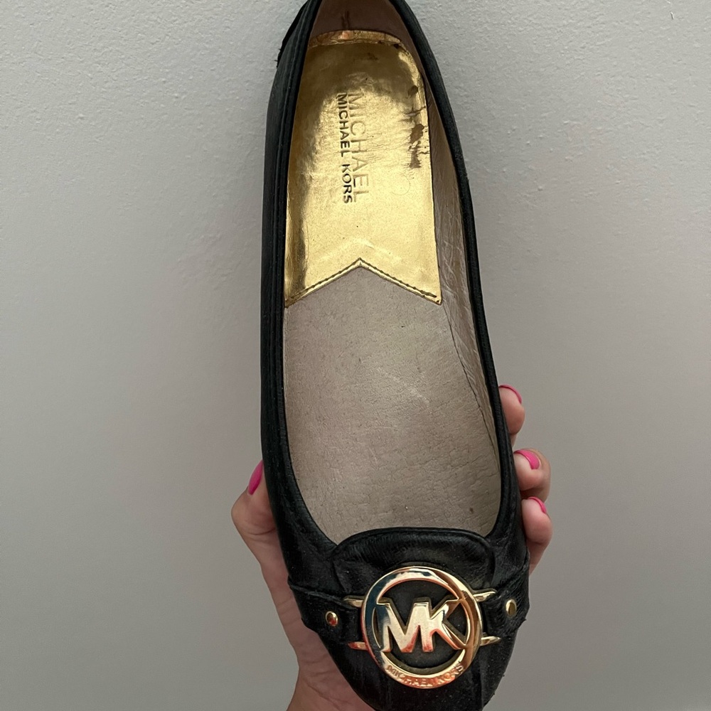 Michael Kors flats with gold MK. Size 6 1/2